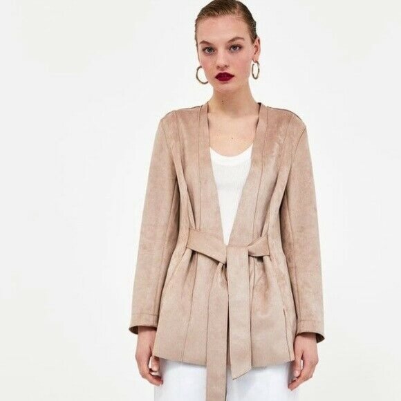 Zara Jackets & Blazers - Zara Faux Suede Jacket with Belt